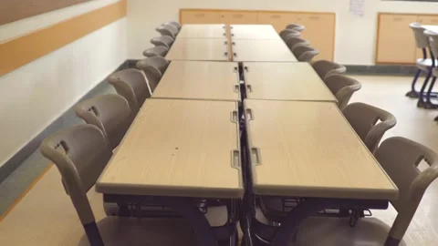 Modern School class Desks in india Stock Footage 233062611