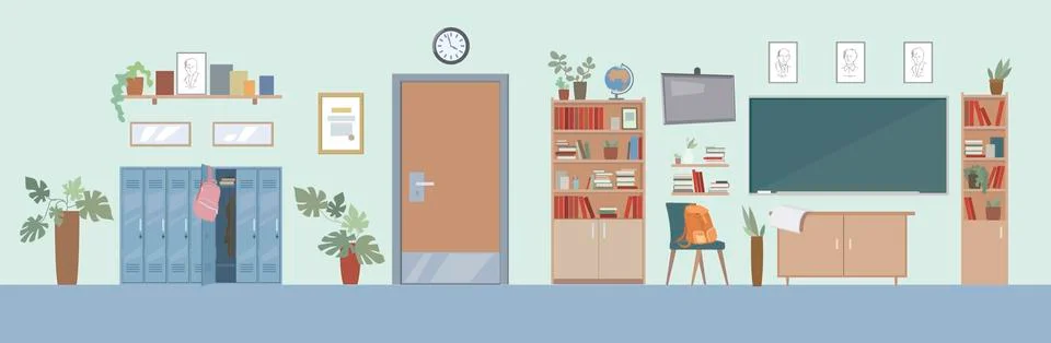 Modern school interior Stock Illustration