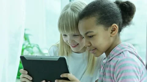 Modern schoolgirls Stock Footage