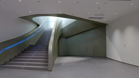 Modern sci-fi staircase design with gray as the main color Stock Footage 316691101