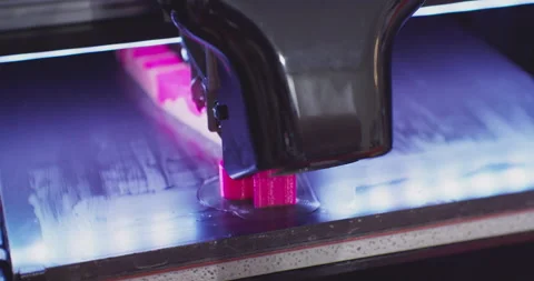 Modern science and technology.3D printer works and creates an complex part from Stock Footage 155006337