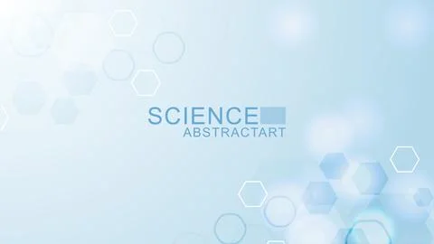 Modern science background with lines, dots and hexagons. Wave flow abstract.. Stock Illustration