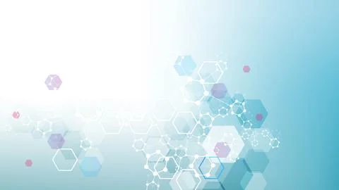 Modern science background with lines, dots and hexagons. Wave flow abstract.. Stock Illustration