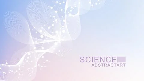 Modern science background with lines, dots and hexagons. Wave flow abstract.. Stock Illustration