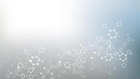 Modern science background with lines, dots and hexagons. Wave flow abstract Stock Illustration