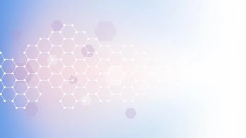 Modern science background with lines, dots and hexagons. Wave flow abstract Stock Illustration