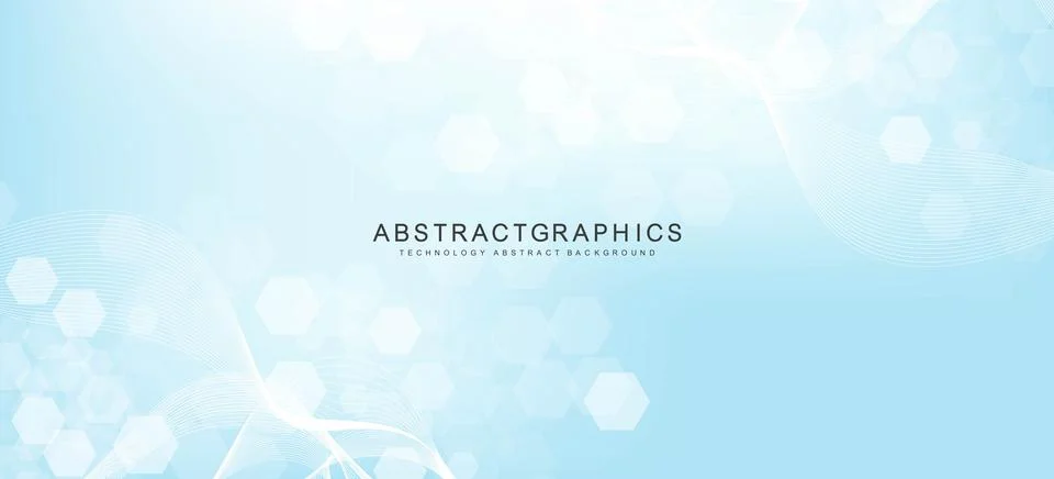 Modern science background with lines, dots and hexagons. Wave flow abstract Stock Illustration