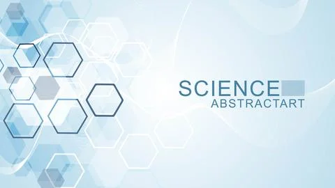 Modern science background with lines, dots and hexagons. Wave flow abstract Stock Illustration