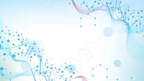 Modern science background with lines, dots and hexagons. Wave flow abstract Stock Illustration