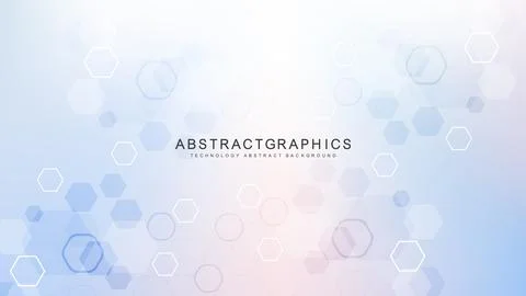 Modern science background with lines, dots and hexagons. Wave flow abstract Stock Illustration