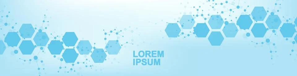 Modern science background with lines, dots and hexagons. Wave flow abstract Stock Illustration