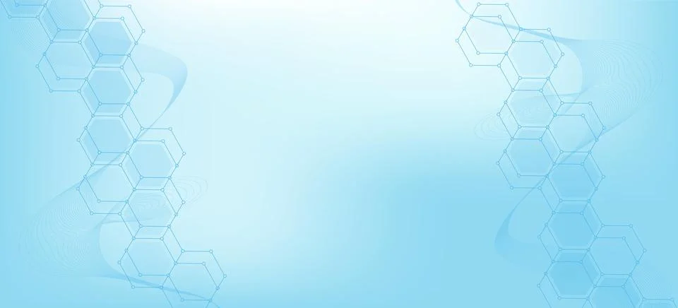 Modern science background with lines, dots and hexagons. Wave flow abstract Stock Illustration