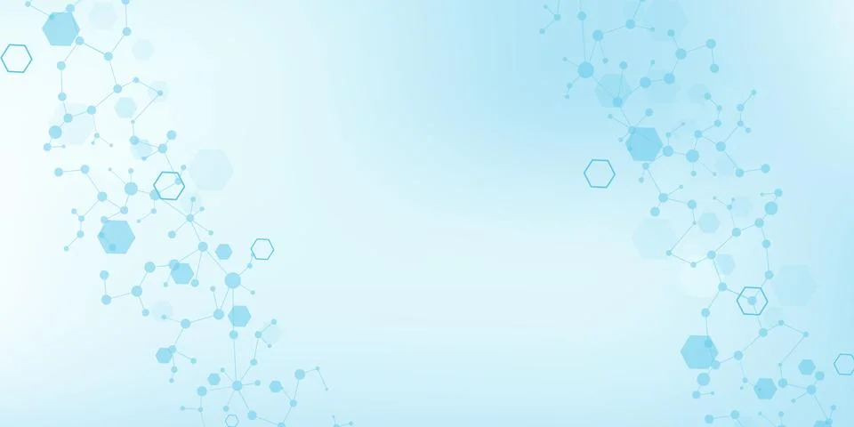 Modern science background with lines, dots and hexagons. Wave flow abstract Stock Illustration