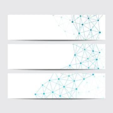 Modern science banners. Molecule structure of DNA and neurons Stock Illustration