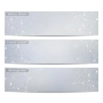 Modern science banners. Molecule structure of DNA and neurons Stock Illustration