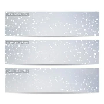 Modern science banners. Molecule structure of DNA and neurons Stock Illustration