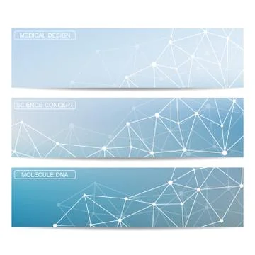 Modern science banners. Molecule structure of DNA and neurons Stock Illustration