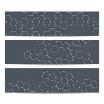 Modern science banners. Molecule structure of DNA and neurons Stock Illustration