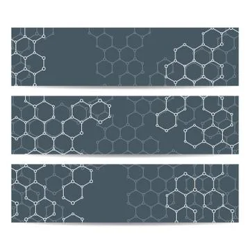 Modern science banners. Molecule structure of DNA and neurons 스톡 일러스트