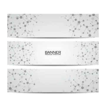 Modern science banners. Molecule structure of DNA and neurons Stock Illustration