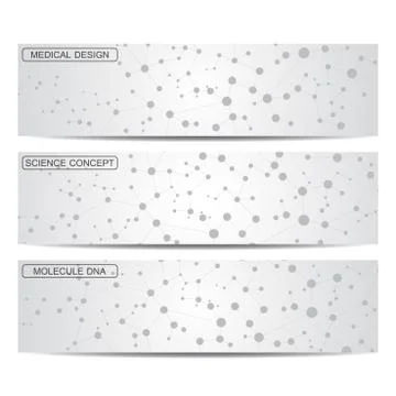 Modern science banners. Molecule structure of DNA and neurons Stock Illustration