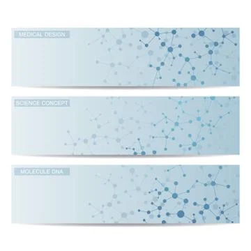 Modern science banners. Molecule structure of DNA and neurons Stock Illustration