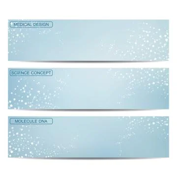Modern science banners. Molecule structure of DNA and neurons Stock Illustration