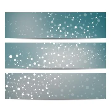 Modern science banners. Molecule structure of DNA and neurons Stock Illustration