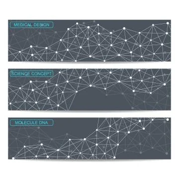 Modern science banners. Molecule structure of DNA and neurons Illustrazione stock