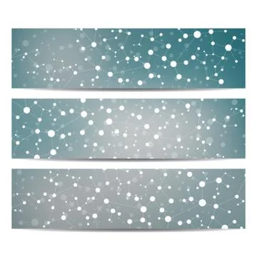 Modern science banners. Molecule structure of DNA and neurons Stock Illustration