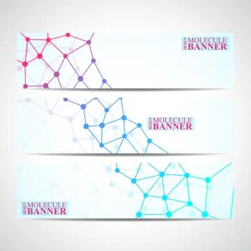 Modern science banners. Molecule structure of DNA and neurons Stock Illustration