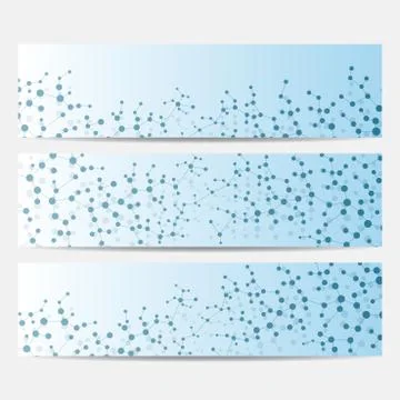 Modern science banners. Molecule structure of DNA and neurons Stock Illustration