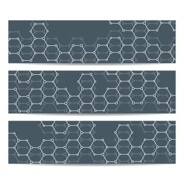 Modern science banners. Molecule structure of DNA and neurons Stock Illustration