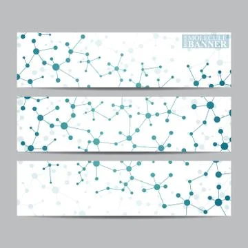 Modern science banners. Molecule structure of DNA and neurons Stock Illustration