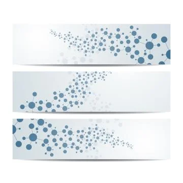 Modern science banners. Molecule structure of DNA and neurons Stock Illustration