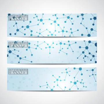Modern science banners. Molecule structure of DNA and neurons Stock Illustration