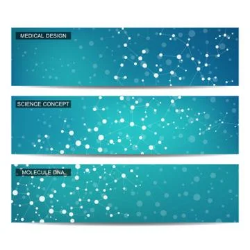 Modern science banners. Molecule structure of DNA and neurons Illustrazione stock