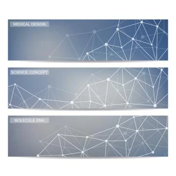 Modern science banners. Molecule structure of DNA and neurons Stock Illustration
