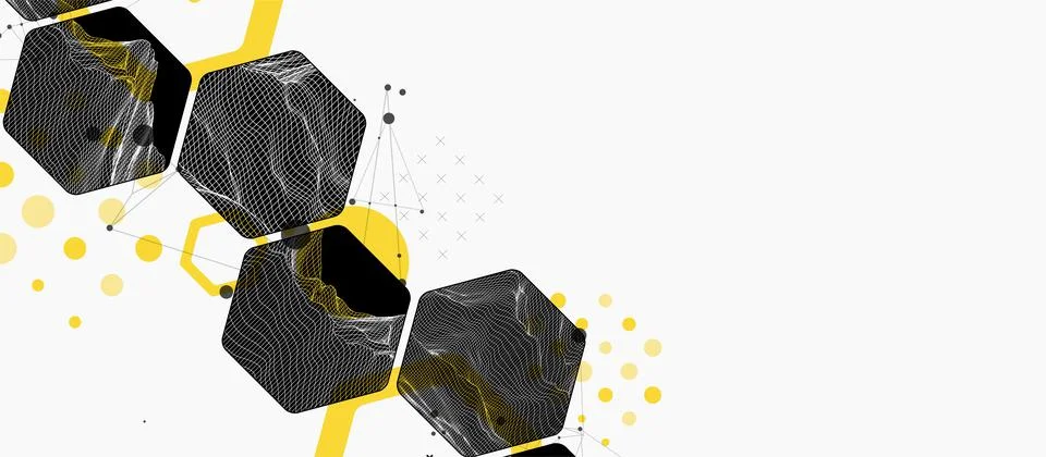 Modern science or technology abstract background using hexagonal shapes. Wire Illustrazione stock
