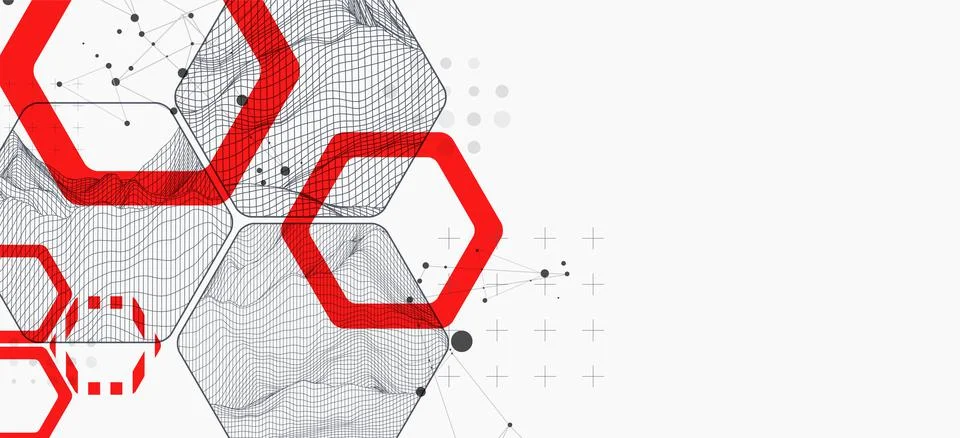 Modern science or technology abstract background using hexagonal shapes. Wire 스톡 일러스트