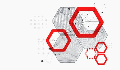 Modern science or technology abstract background using hexagonal shapes. Wire 스톡 일러스트