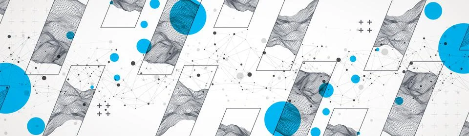 Modern science or technology elements in square. Trendy abstract background.  Stock Illustration