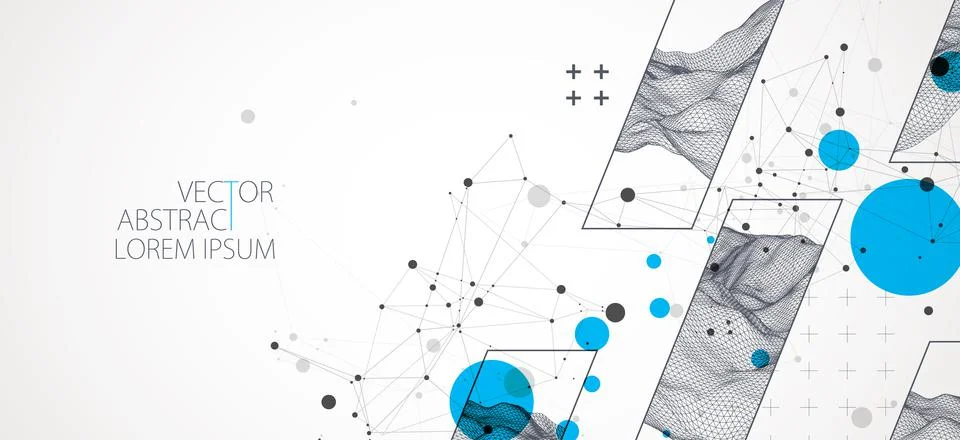 Modern science or technology elements in square. Trendy abstract background.  Illustrazione stock