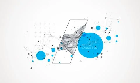 Modern science or technology elements in square. Trendy abstract background.  Stock Illustration