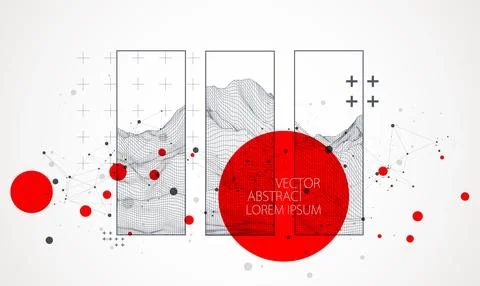 Modern science or technology elements in square. Trendy abstract background.  Illustrazione stock