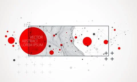 Modern science or technology elements in square. Trendy abstract background.  Stock Illustration