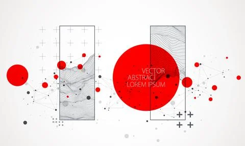 Modern science or technology elements in square. Trendy abstract background.  Stock Illustration