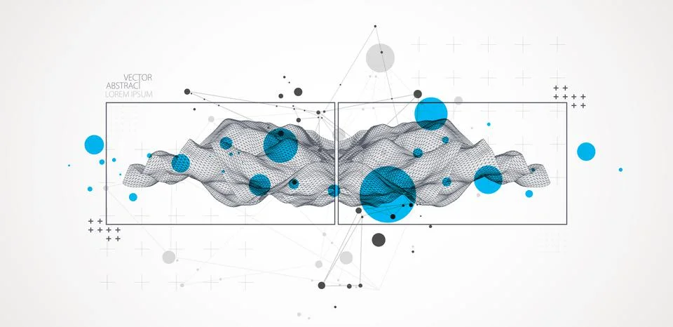 Modern science or technology elements in square. Trendy abstract background.  스톡 일러스트