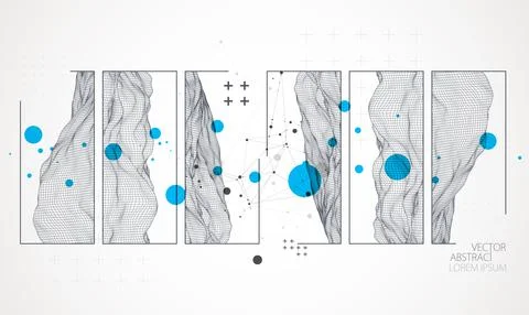 Modern science or technology elements in square. Trendy abstract background.  스톡 일러스트