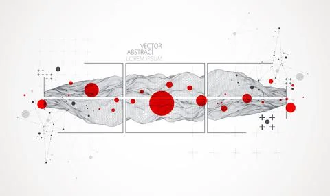 Modern science or technology elements in square. Trendy abstract background.  Illustrazione stock